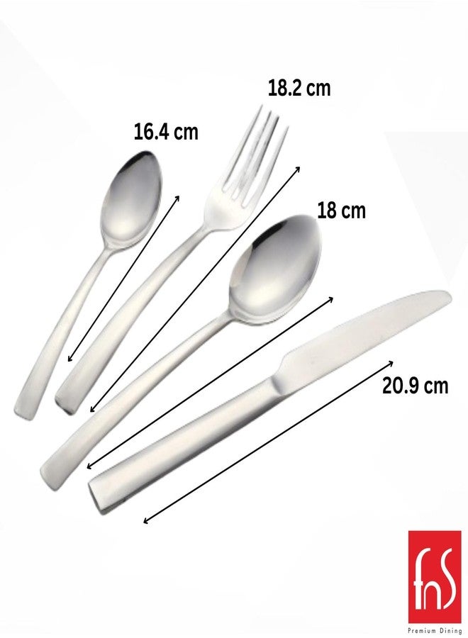 FNS Solo Premium Stainless Steel 24 Pcs Cutlery Set with Hanging Stand (6 Pcs Dinner Spoons, 6 Dinner Forks, 6 Dinner Knives and 6 Baby Spoons) - Image 4